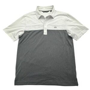 Travis Mathew Polo Shirt Mens Medium Gray Colorblock Golf Performance Stretch